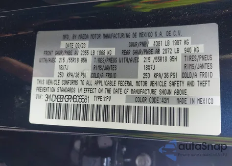 2024 Mazda Cx-30 2.5 S Select Sport z USA, uszkodzony, nr VIN 3MVDMBBM3RM606581